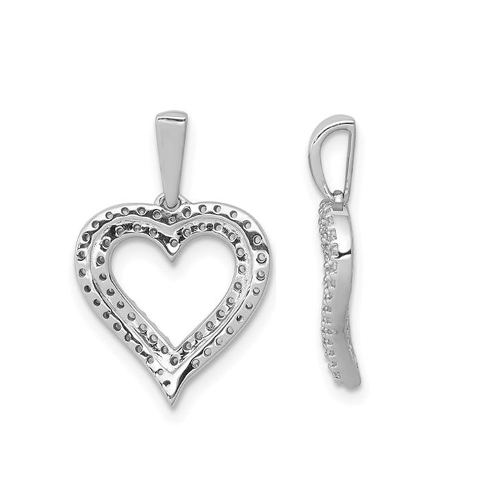 1/4 Carat (ctw) Diamond Double Heart Pendant Necklace in 10K White Gold with Chain Image 3