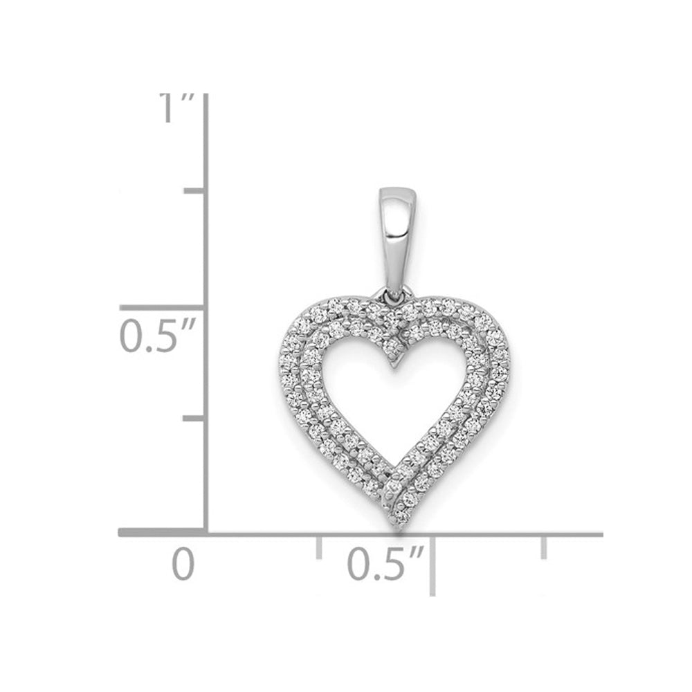 1/4 Carat (ctw) Diamond Double Heart Pendant Necklace in 10K White Gold with Chain Image 2