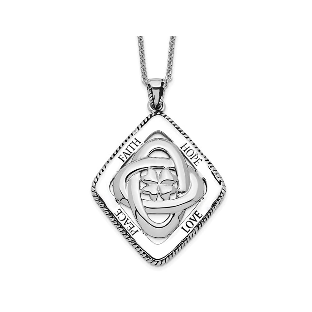 - Family Blessing -  Pendant Necklace in Antiqued Sterling Silver with Chain Image 1