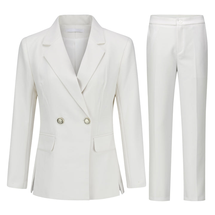 2PCS Women Suit Set Business Casual Slim Fit Blazer Sets Elegant Solid Color Double Breasted Suits Office Work Female Image 1