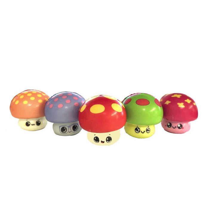 6 Piece Pack 3.25" Squishy Mushroom Assortment  Squeeze Stress Toy TY555 party favor Image 1