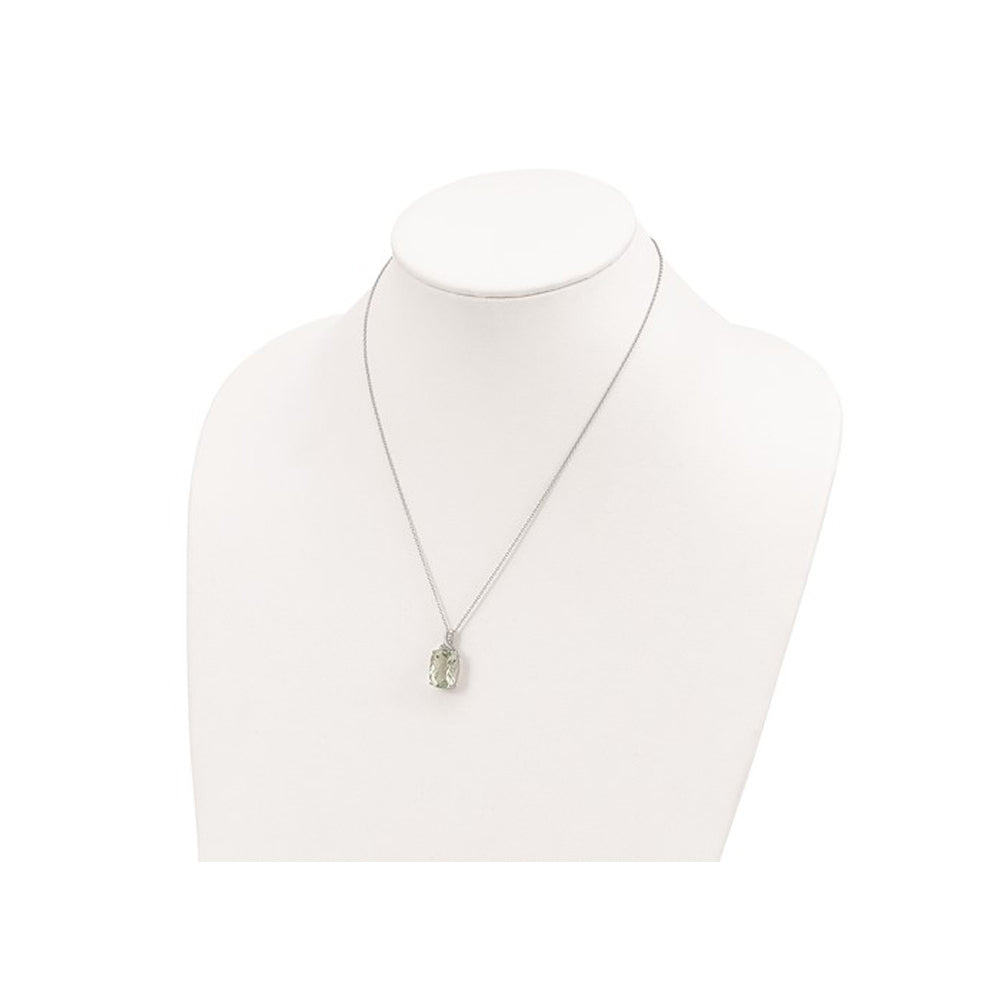 5.79 Carat (ctw) Green Quartz Oval Pendant Necklace in Sterling Silver with Chain Image 2