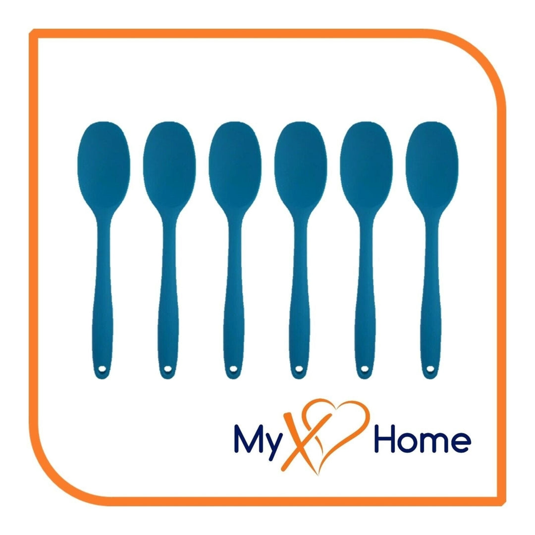 8" Blue Silicone Spoon by MyXOHome (1 2 4 or 6 Spoons) Image 1