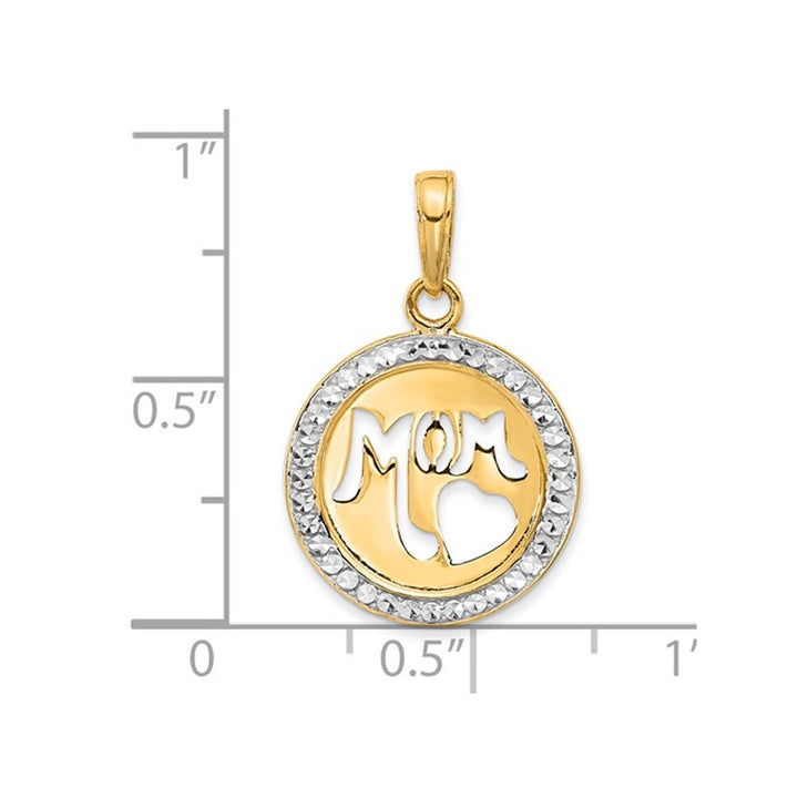 14K Yellow Gold  MOM Cut-Out Circle Pendant Necklace with Chain Image 3