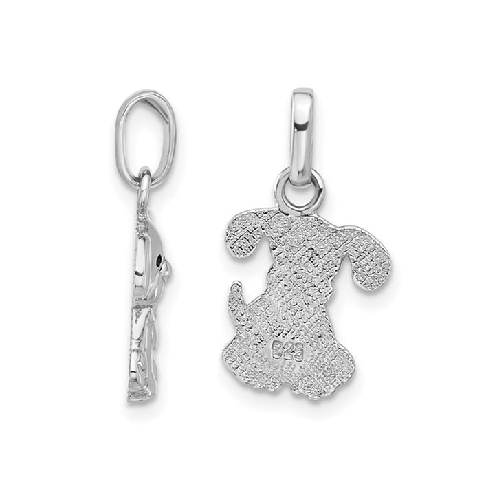 Sterling Silver Cute Dog Puppy Charm Pendant Necklace with Chain Image 2