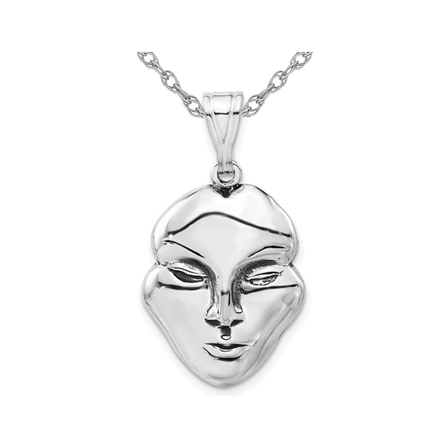 Sterling Silver Antiqued Face Pendant Necklace Charm with Chain Image 1