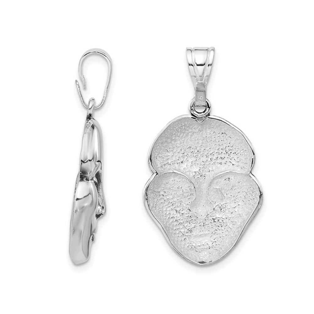 Sterling Silver Antiqued Face Pendant Necklace Charm with Chain Image 2