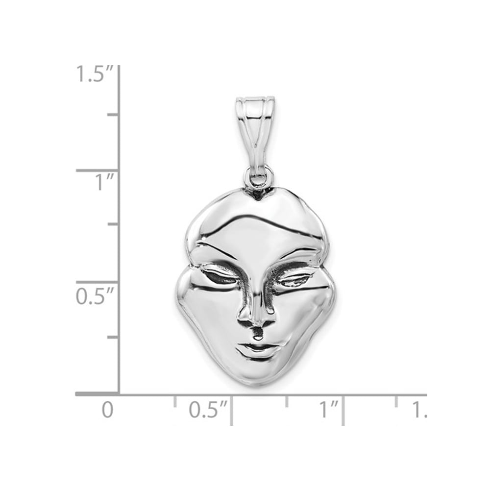 Sterling Silver Antiqued Face Pendant Necklace Charm with Chain Image 3