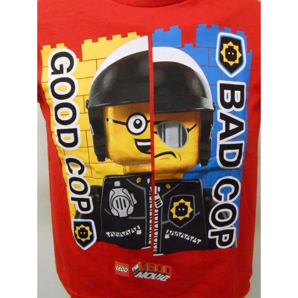 Lego Movie "GOOD COP BAD COP" Youth Size M Medium 10/12 Red Shirt Image 4