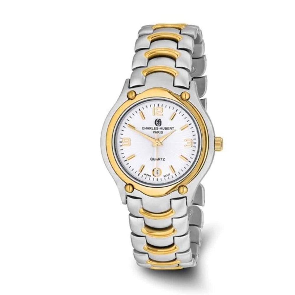 Mens Charles Hubert Two-tone Brass White Dial Watch Image 2