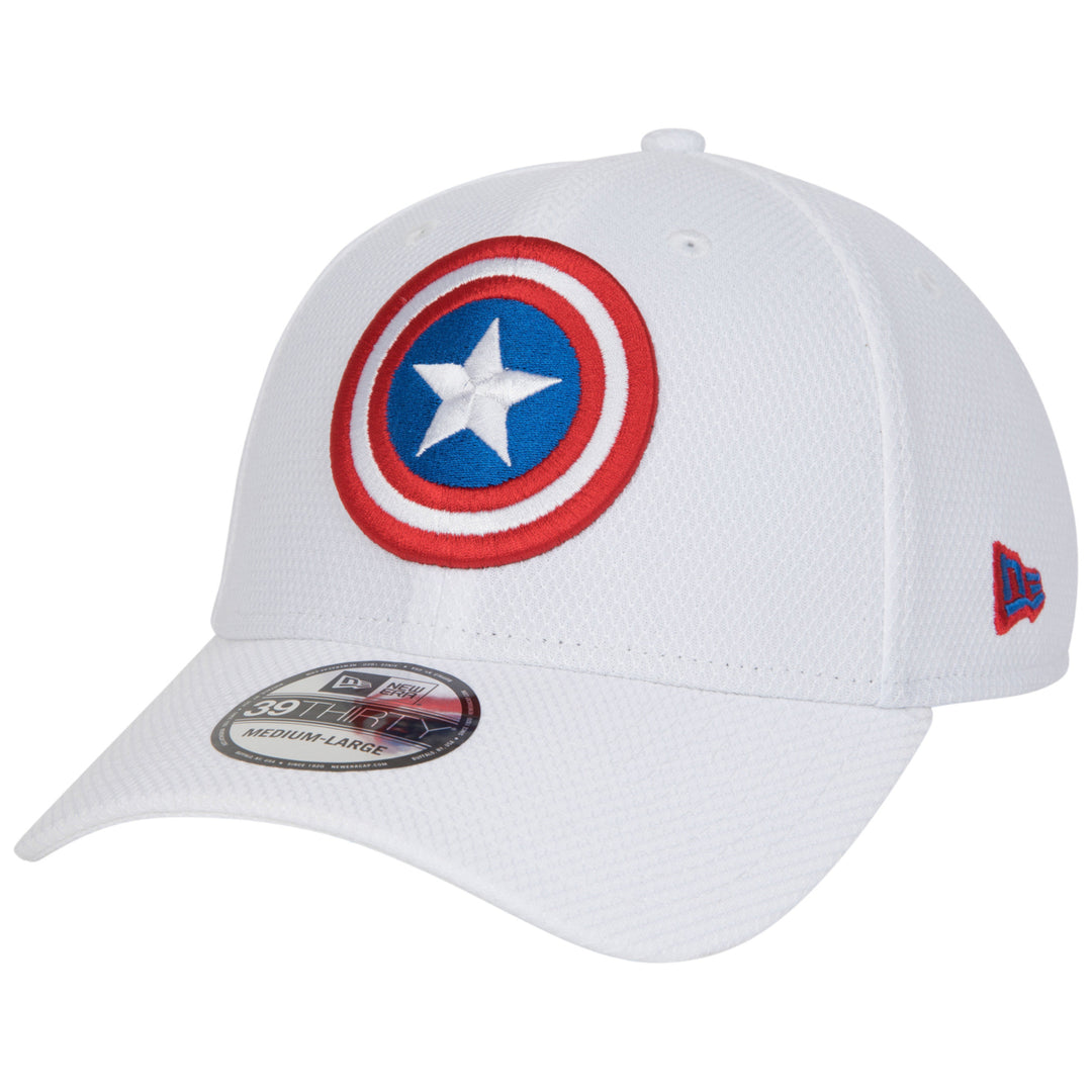 Captain America Logo White Colorway Era 39Thirty Fitted Hat Image 1