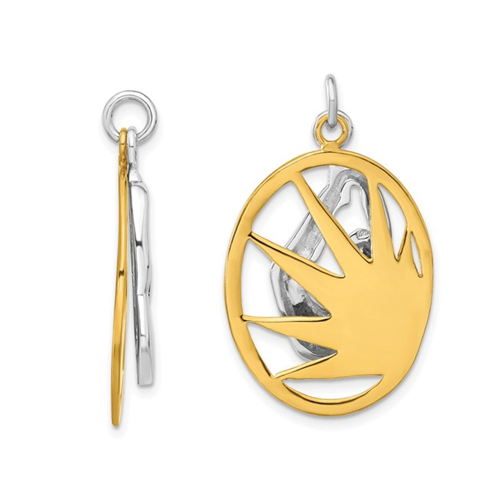 Sterling Silver with Yellow Plating Sunburst Yoga Charm Pendant Necklace with Chain Image 2