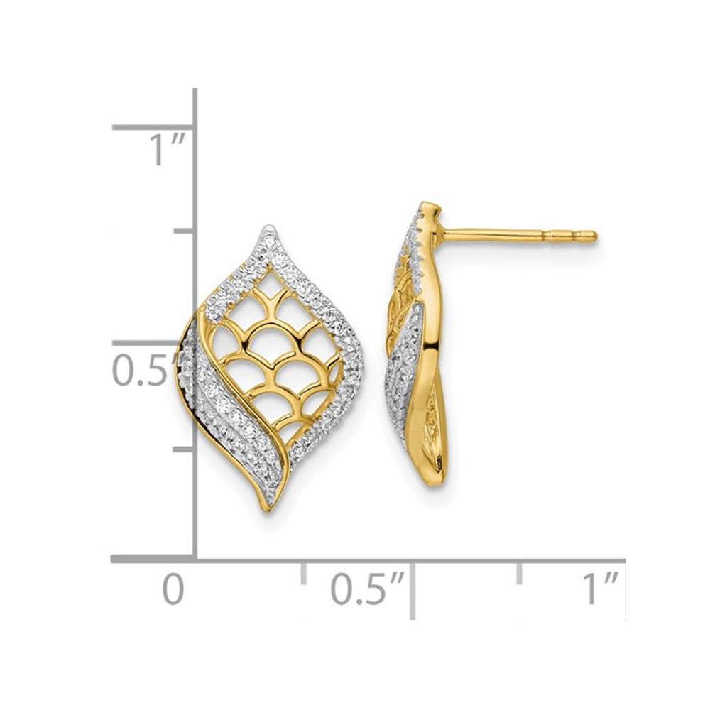 1/4 Carat (ctw) Diamond Earrings in 14K Yellow Gold Image 2
