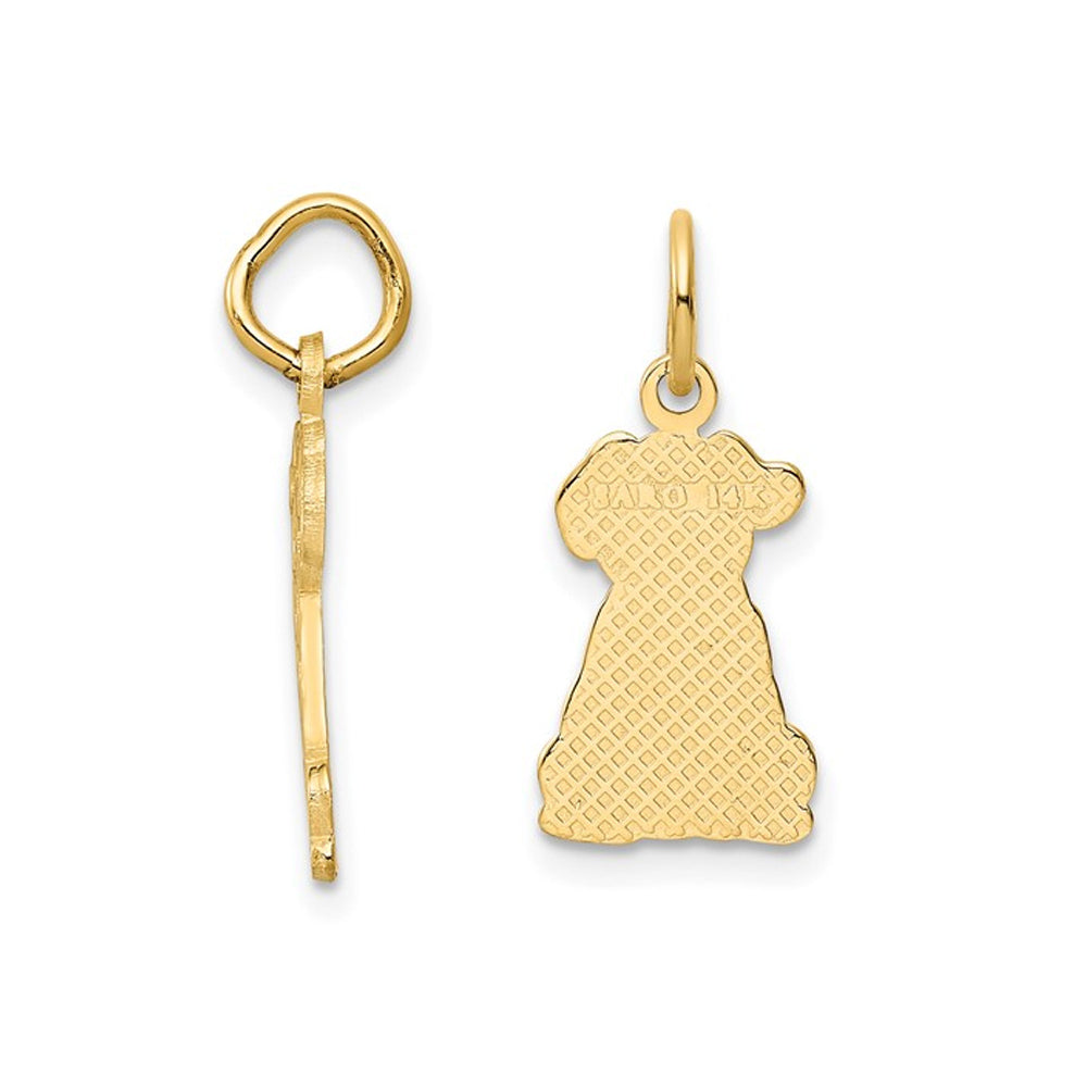 10K Yellow Gold Puppy Charm Pendant Necklace with Chain Image 2