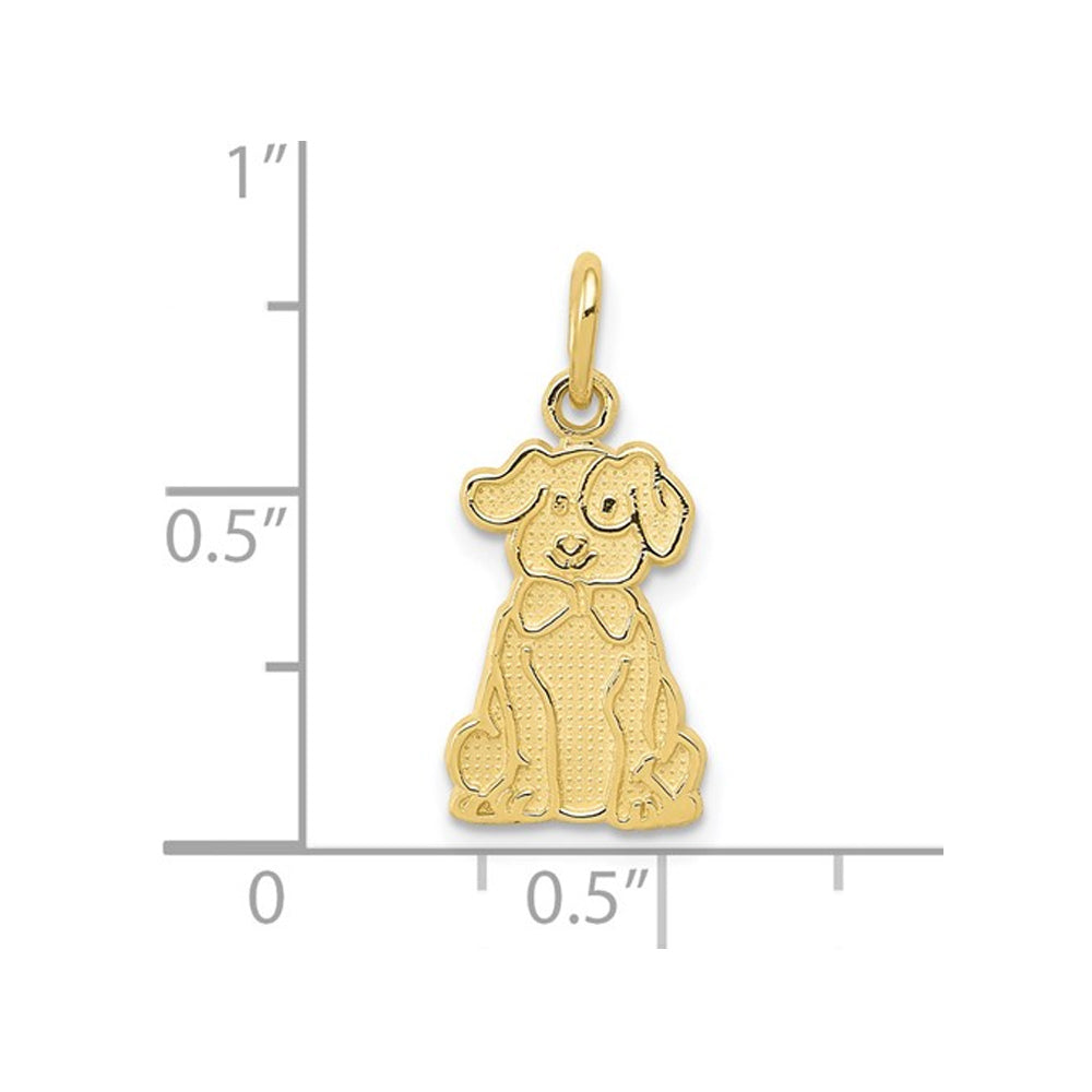 10K Yellow Gold Puppy Charm Pendant Necklace with Chain Image 3