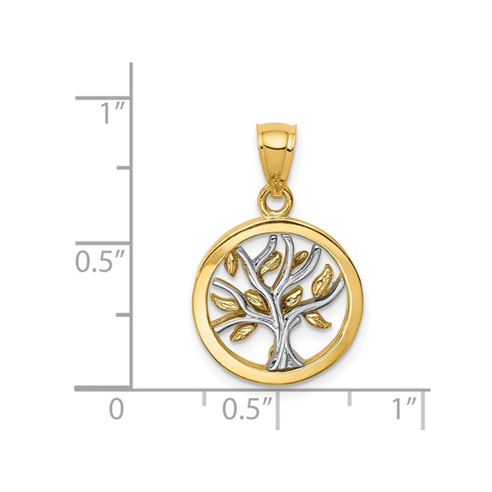 14K Yellow Gold Polished Tree of Life Pendant Necklace with Chain Image 2