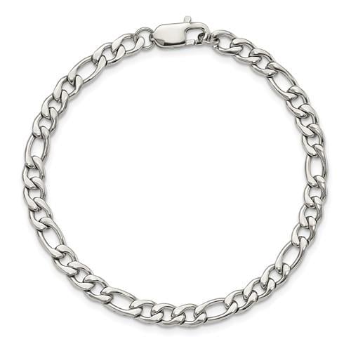 Chisel Stainless Steel Polished 9 inch Figaro Bracelet Image 4