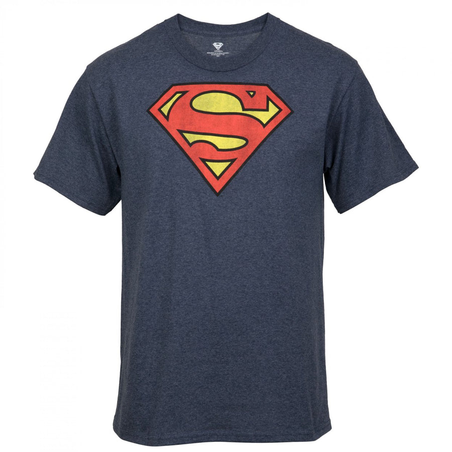 DC Comics Superman Logo Navy Heather T-Shirt Image 1