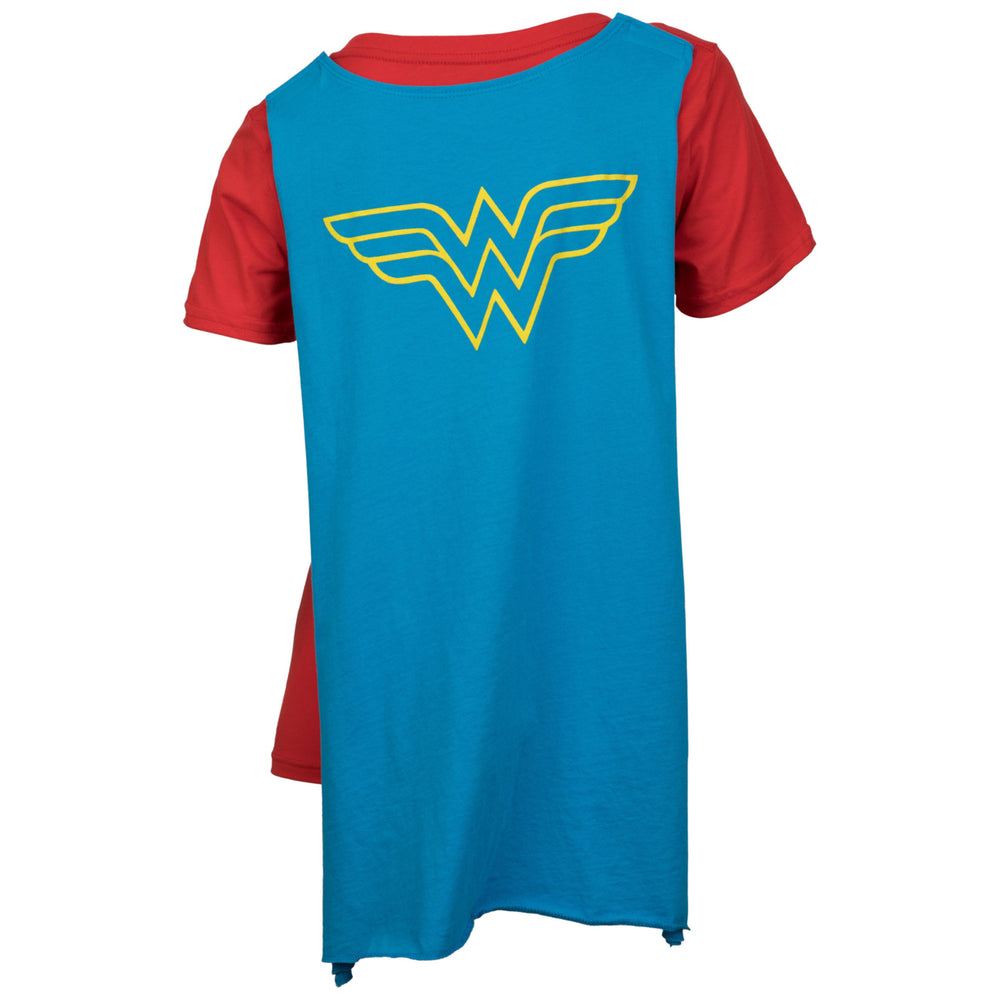 Wonder Woman Womens V-Neck Caped Costume T-Shirt Image 2