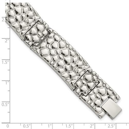 Chisel Stainless Steel Polished and Textured Link Bracelet Image 4