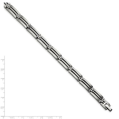Chisel Stainless Steel Brushed and Polished 8.75 inch Link Bracelet Image 3