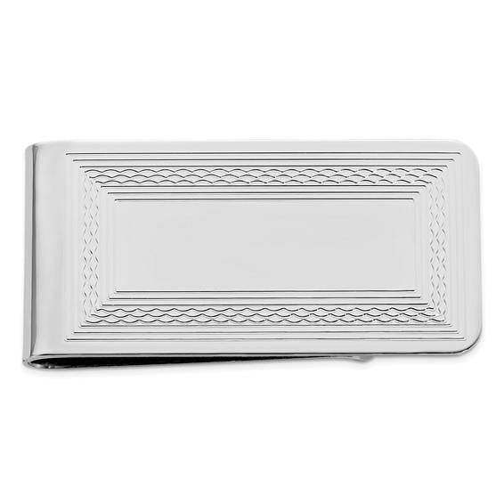 Rhodium-plated Kelly Waters Patterned Border Money Clip Image 1