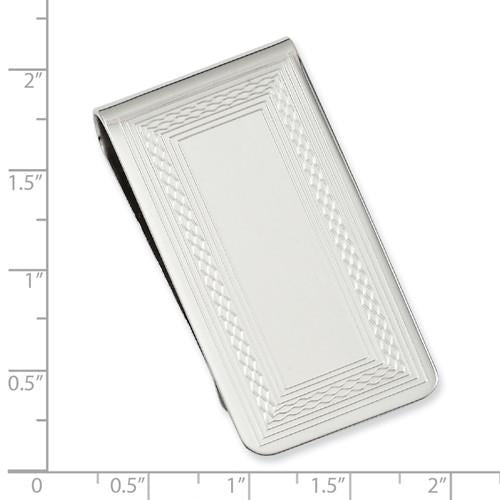 Rhodium-plated Kelly Waters Patterned Border Money Clip Image 3