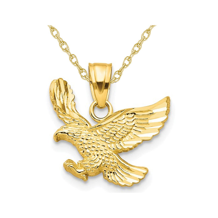 10K Yellow Gold Eagle Charm Pendant Necklace with Chain Image 1