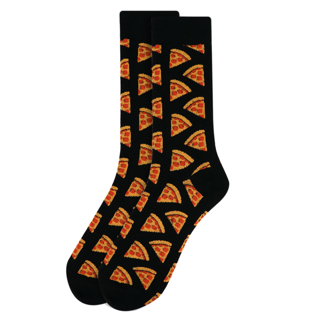 Pepperoni Pizza Novelty Sock Funny Socks Pizza Lover Gifts Cool Socks Funny Groomsmen Socks Black Image 1