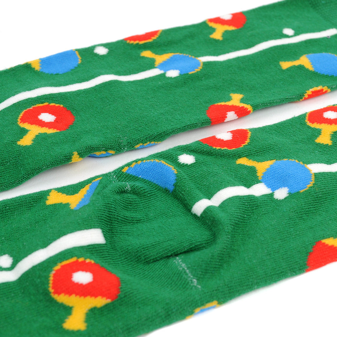 Ping Pong Socks Funny Mens Socks Great Gift for Ping Pong Lovers Novelty Socks Green Colorful Paddles Fun Socks Image 4