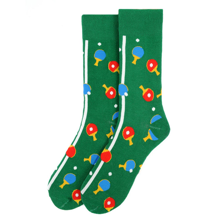 Ping Pong Socks Funny Mens Socks Great Gift for Ping Pong Lovers Novelty Socks Green Colorful Paddles Fun Socks Image 2