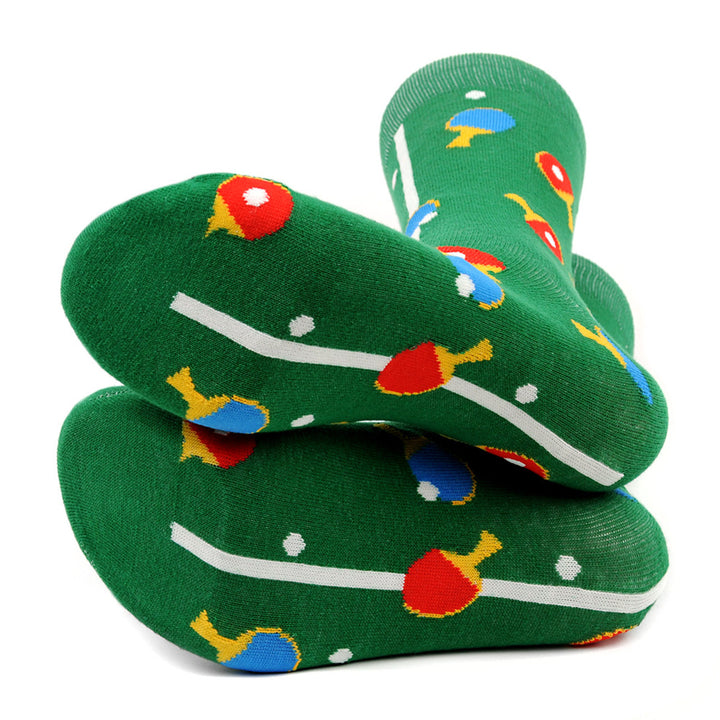 Ping Pong Socks Funny Mens Socks Great Gift for Ping Pong Lovers Novelty Socks Green Colorful Paddles Fun Socks Image 3