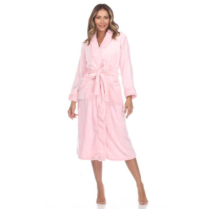 White Mark Womens Cozy Lounge Robe Soft Plush with Pockets Multiple Colors Sizes Image 3