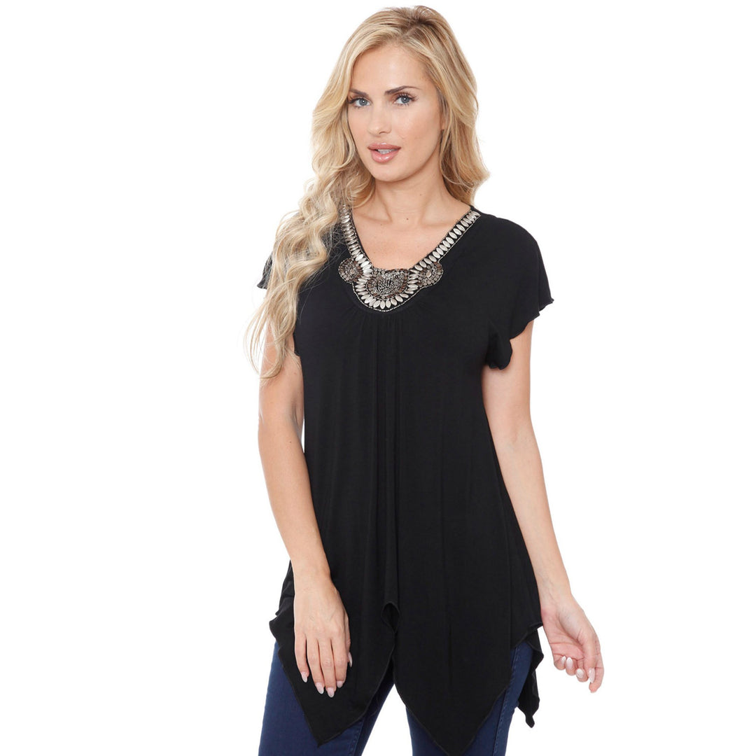 White Mark Womens Embellished Tunic Top Image 1