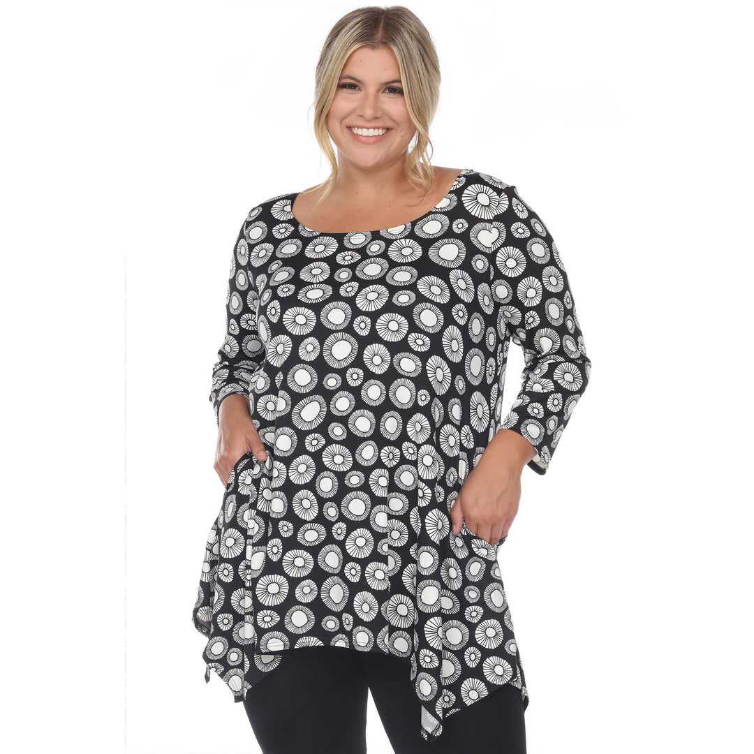 White Mark Womens Geometric Circle Tunic Top Printed 95% Polyester Sizes S-3X Image 1