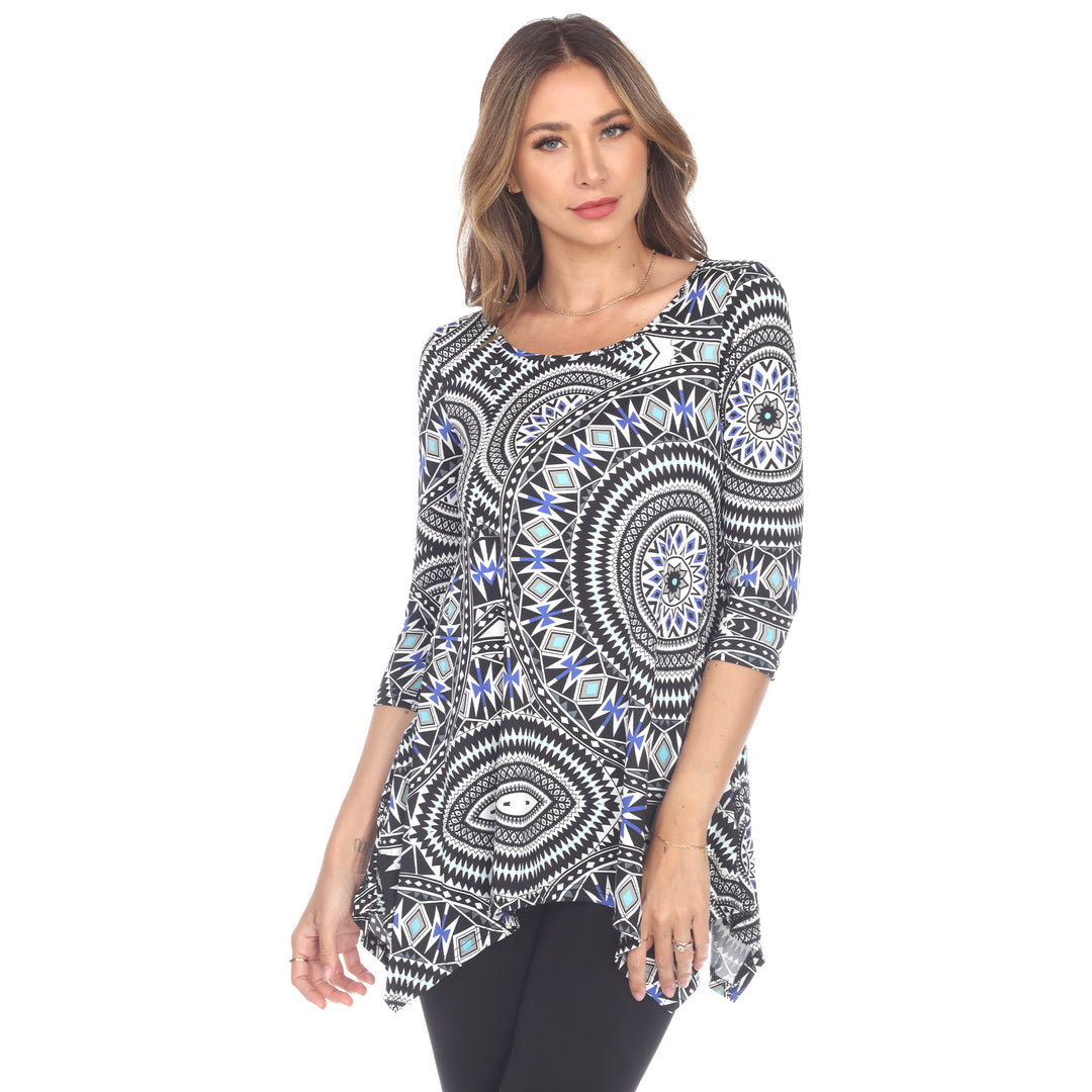 White Mark Womens Maji Tunic Top White Size S M L XL 1X 2X 3X Casual Print Image 4