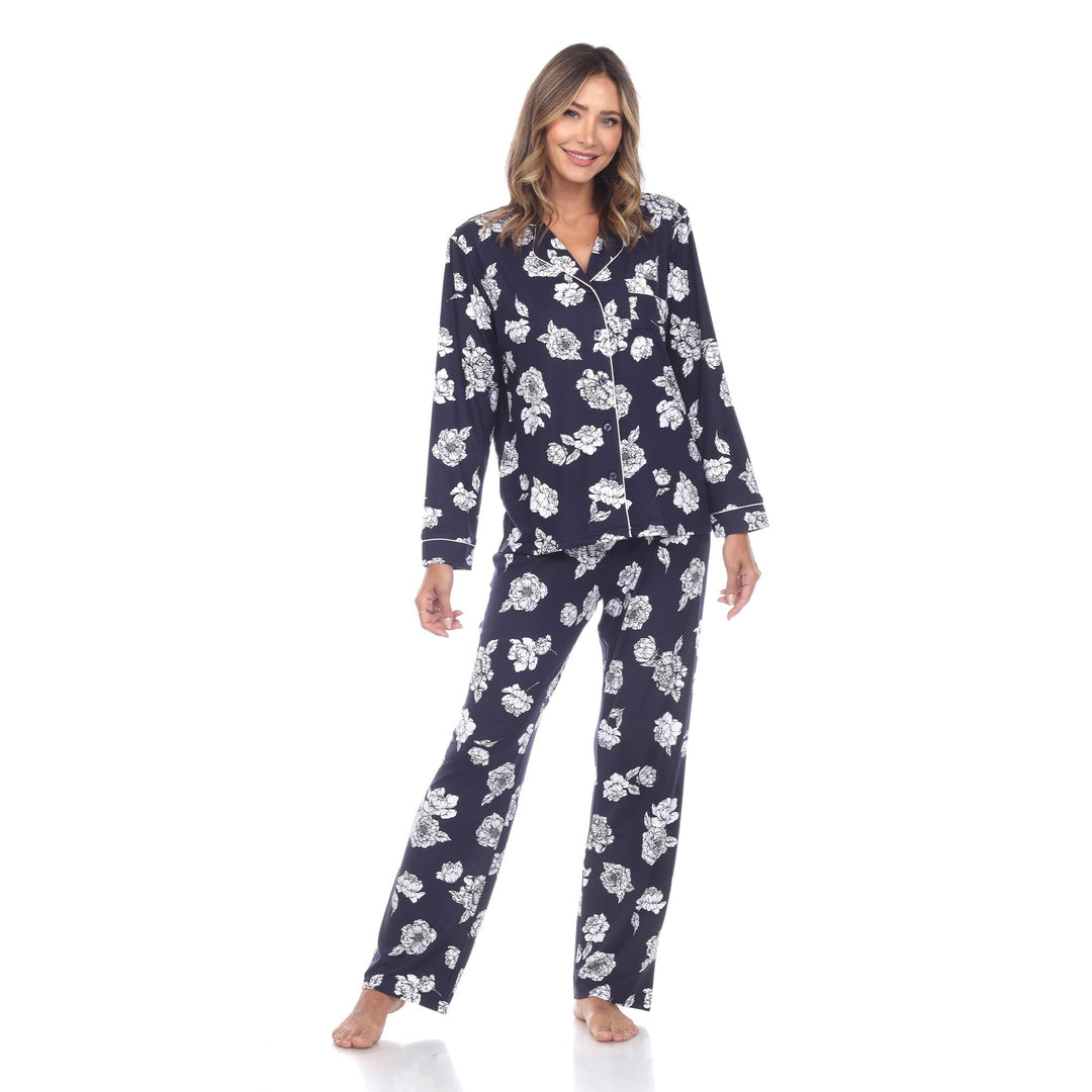 White Mark Womens Long Sleeve Floral Pajama Set Comfort Fit Sizes S to 3X Image 3