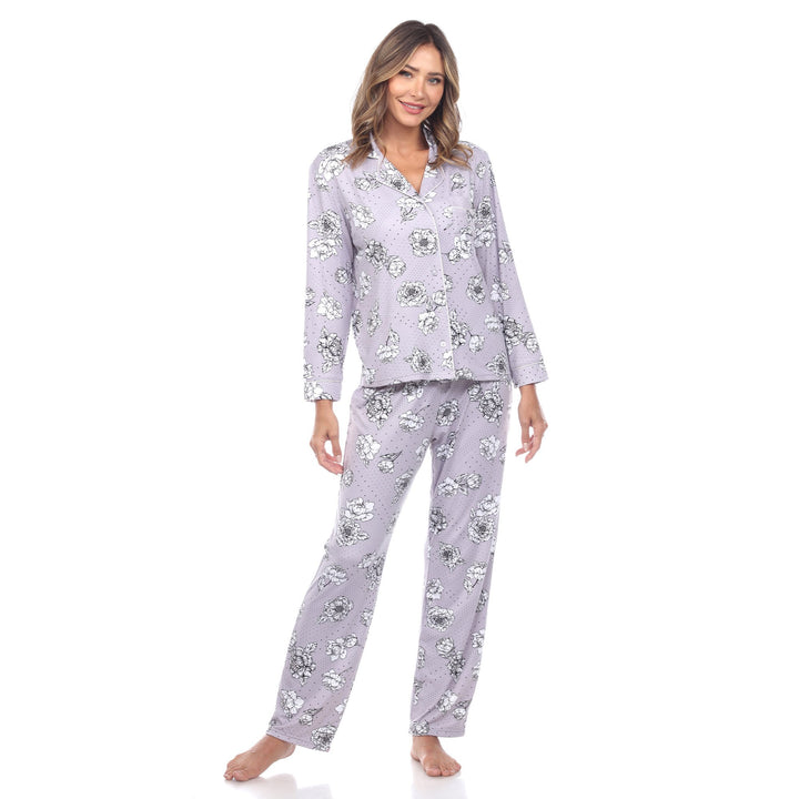 White Mark Womens Long Sleeve Floral Pajama Set Comfort Fit Sizes S to 3X Image 1