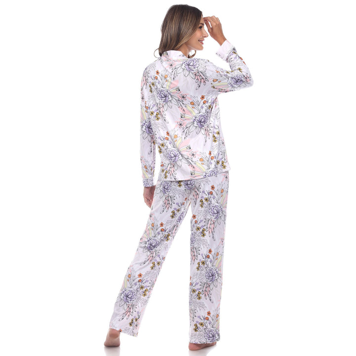 White Mark Womens Long Sleeve Floral Pajama Set Comfort Fit Sizes S to 3X Image 2