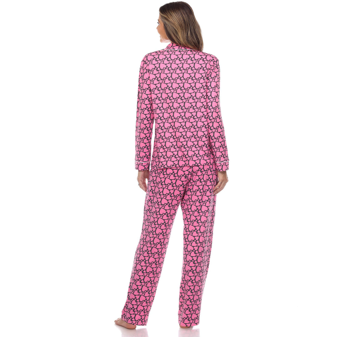 White Mark Long Sleeve Hearts Pajama Set Womens Casual Sleepwear Multiple Sizes Image 4