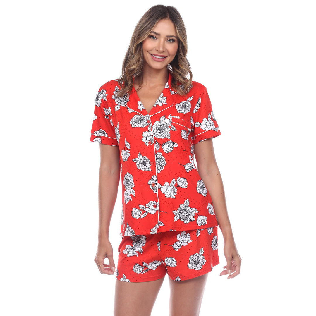 White Mark Womens Floral Pajama Set Short Sleeve Comfortable Lounging Size S-XL Image 3