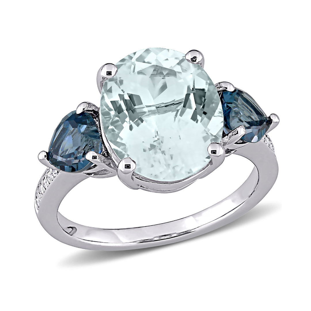 5 1/6 Carat (ctw) Ice Aquamarine and Blue Topaz Ring in Sterling Silver Image 1