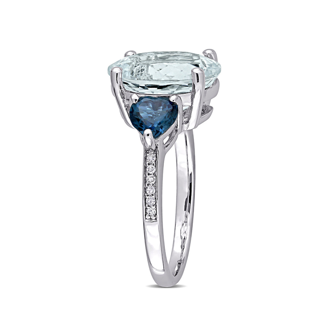 5 1/6 Carat (ctw) Ice Aquamarine and Blue Topaz Ring in Sterling Silver Image 2