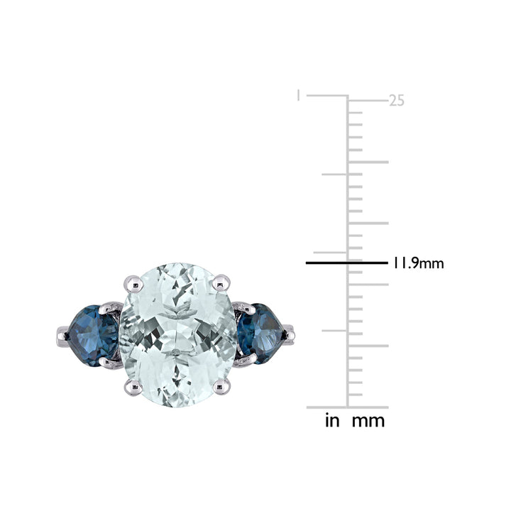 5 1/6 Carat (ctw) Ice Aquamarine and Blue Topaz Ring in Sterling Silver Image 3