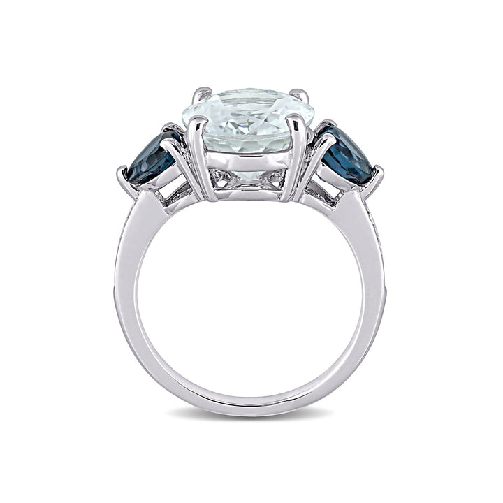 5 1/6 Carat (ctw) Ice Aquamarine and Blue Topaz Ring in Sterling Silver Image 4