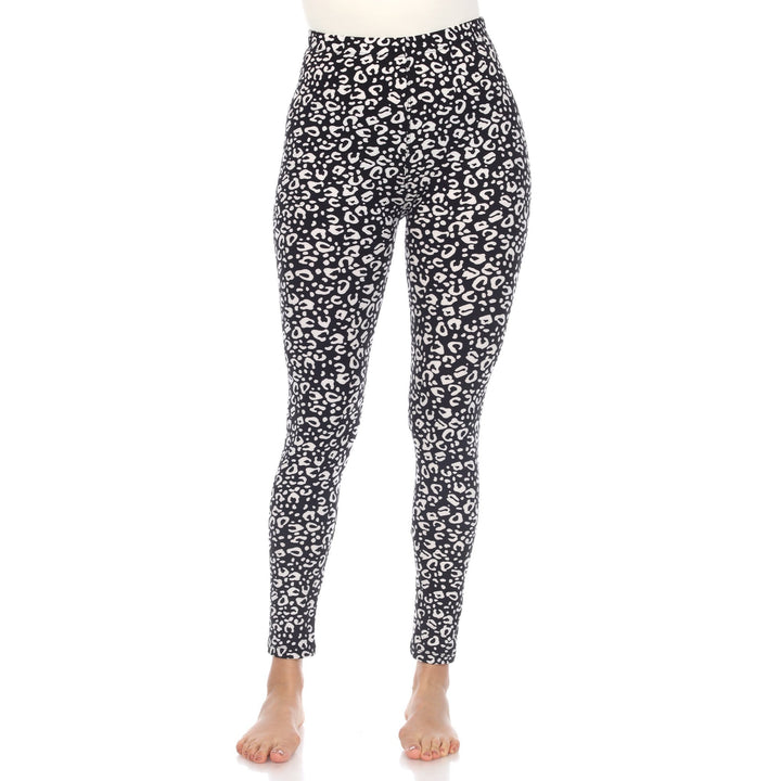 White Mark Leopard Print Stretch Leggings One Size Fits Most Polyester Blend Image 1