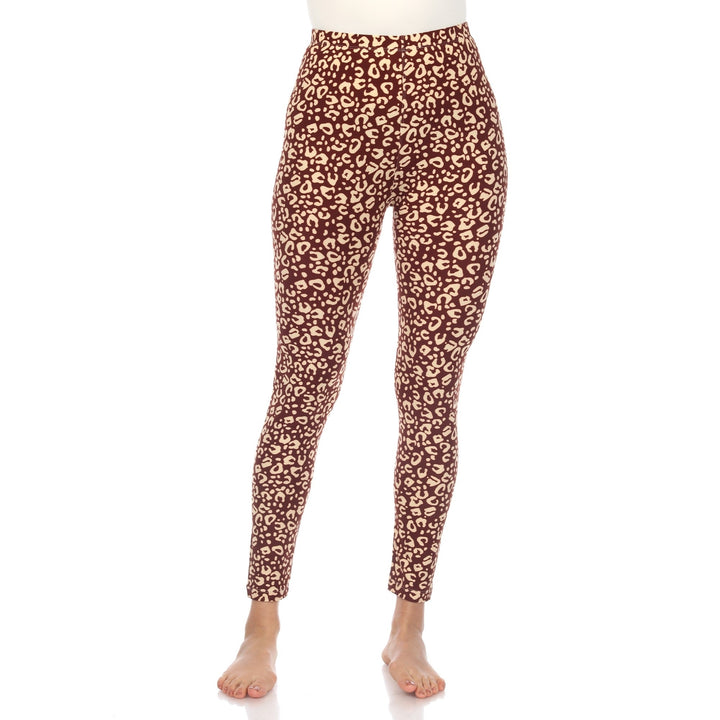 White Mark Womens Leopard Print Stretch Leggings Image 1