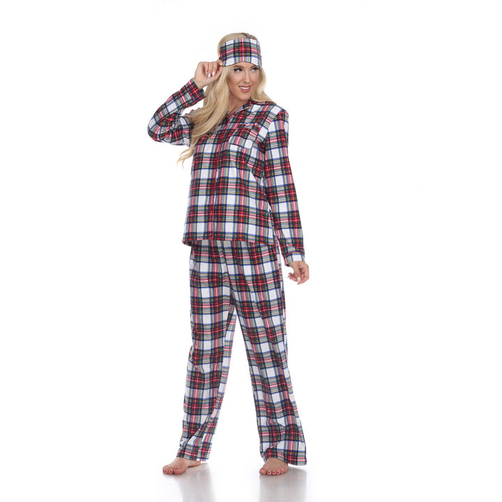 White Mark Womens Three-Piece Pajama Set Long Sleeve Polyester Sleepwear Size XXL Image 2