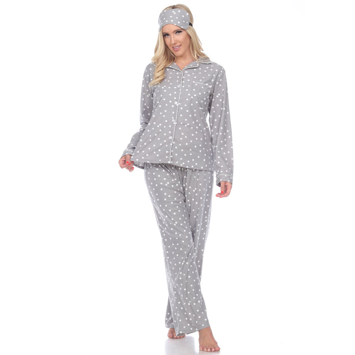 White Mark Womens Three-Piece Pajama Set Long Sleeve Polyester Sleepwear Size XXL Image 1