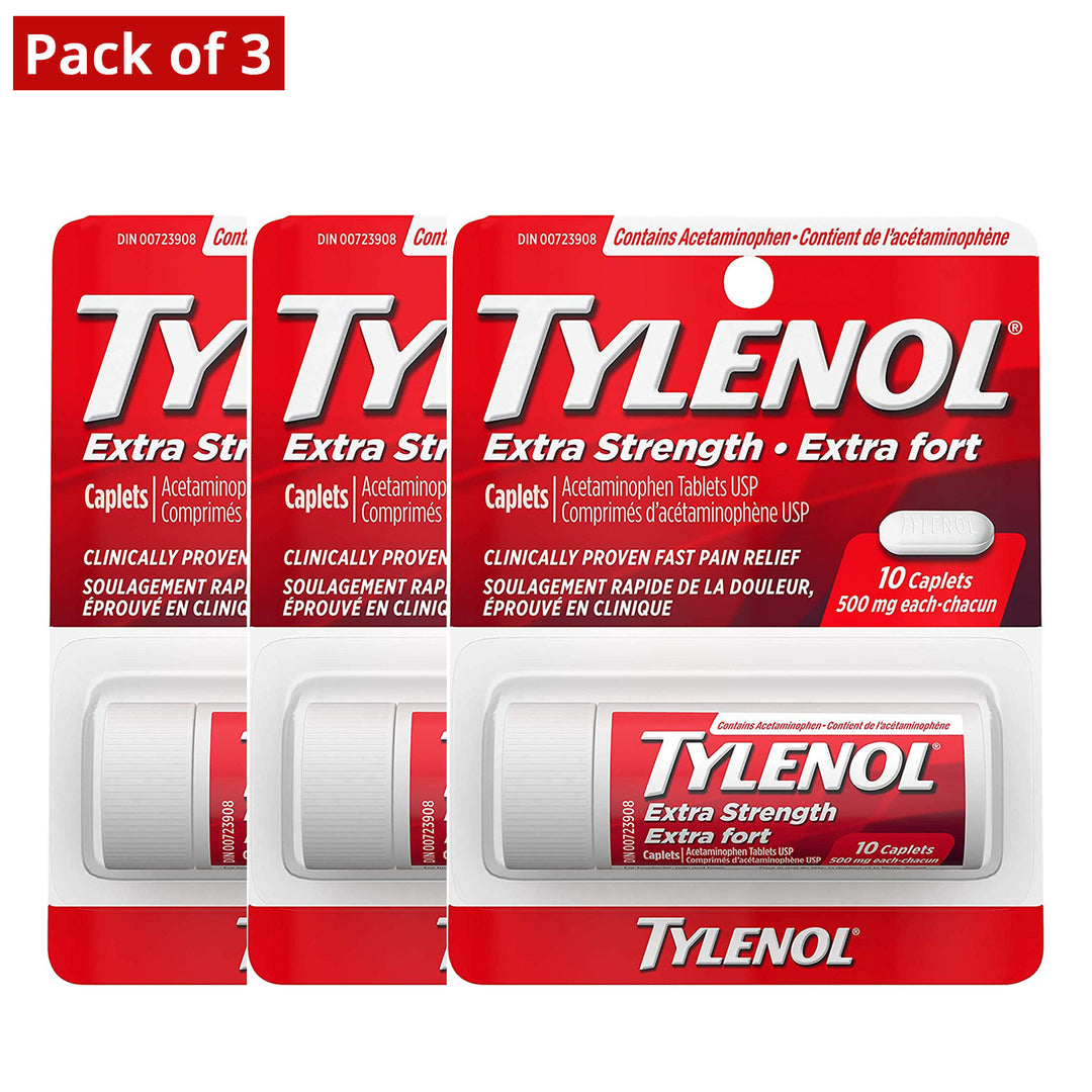 Tylenol Extra Strength Travel Size For Pain Relief Headache Relief and Reducing Fever 500 mg Acetaminophen 10 eZTABS - Image 1
